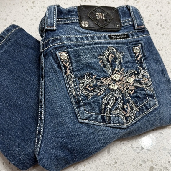 Miss Me Blue Boot Cut Jeans with Embroidered Pocket - Picture 1 of 8